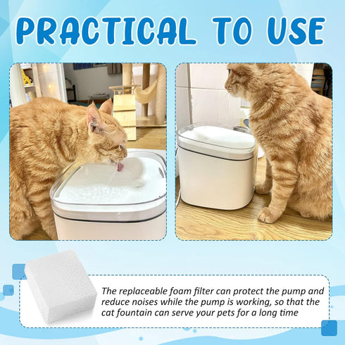 12 67oz/ 2l Trimmable Mudder Pcs Cat Water Fountain Filter Pre Filter Sponge for Pet Water Fountain Foam Filters