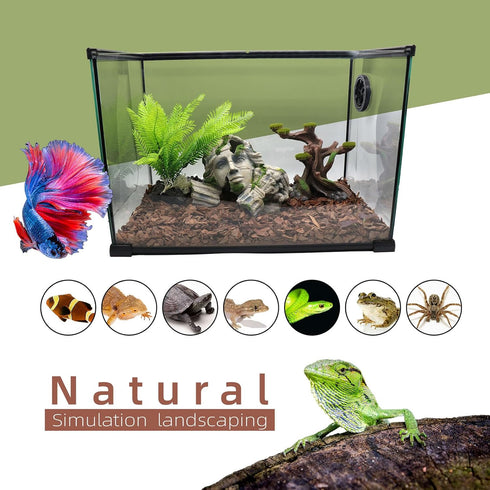 Reptile Cave Hideout Tank Accessories, Aquarium Hideaway Cave Decorations for Amphibians, Betta Fish, Shrimp, Lizards