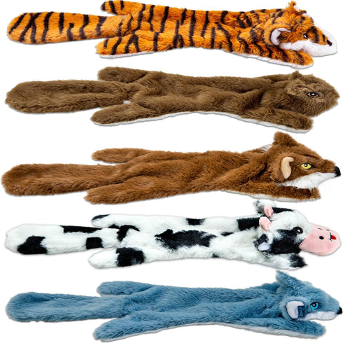 Chesk 5 Pack Squeaky & Crinkle Dog Toys - No Stuffing Plush Chews for Small Medium Large Breed Chewers