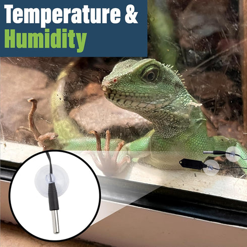 Digital Reptile Thermometer and Humidity Gauge, Remote Probes for Terrarium, Hygrometer, Thermo Humidor