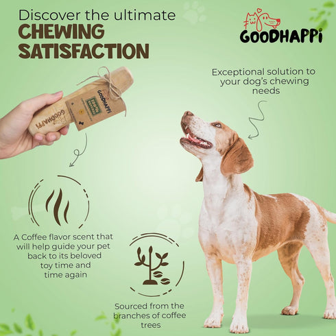 Safe Natural Coffee Wood Dog Chew - Durable Chew Toys for Puppies 0-6 Months, Pack of 2 PCS, Perfect Teething Stick