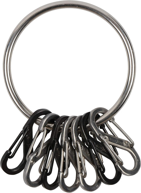 Nite Ize BigRing KeyRing, Multi Key Holder Carabiner with 8 Stainless Steel Key-Holding S-Biners