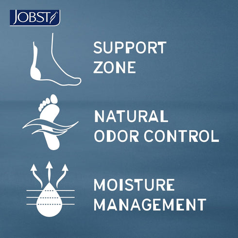 JOBST Sport Knee High Compression Socks, 20-30 mmHg, Medium, Black/Cool Black