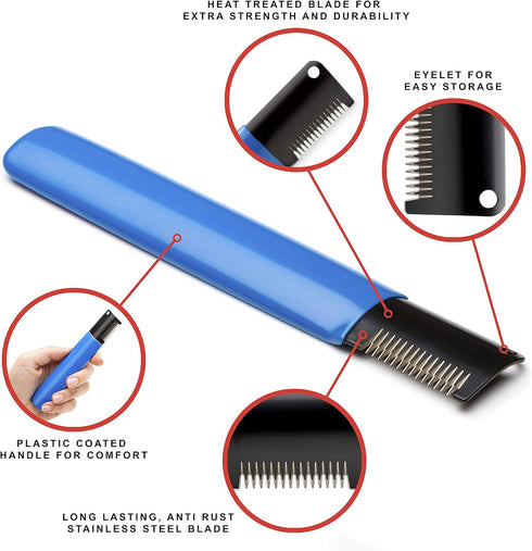Mikki Dog Puppy Grooming Stripping Knife - Blue Hand Stripping Blade Tool for Coarse Hair Coats