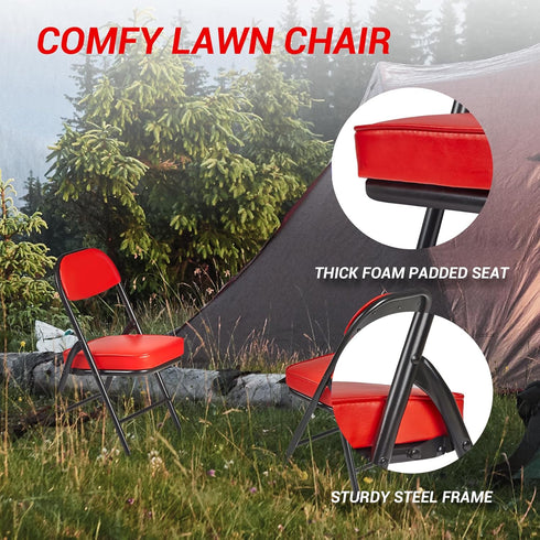 Mini Padded Folding Chairs, Garage Stool, Portable Camping Chair with Cushion, Lightweight Lawn Chair, for Outdoor