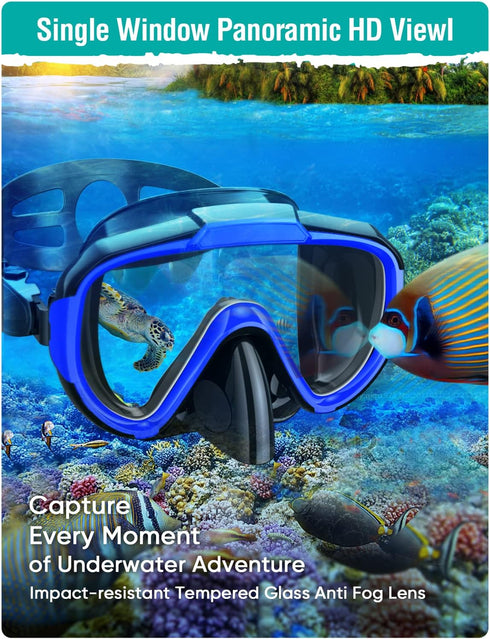 Set Swimming Seovediary Snorkel Adults Snorkeling Gear Anti-Fog Panoramic View Swim Mask Dry Top Snorkel Kit with Carry