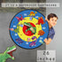 TOMYOU 26" Dart Board for Kids with 16 Sticky Balls, Double Sided Dinosaur Dart Board, Indoor Outdoor