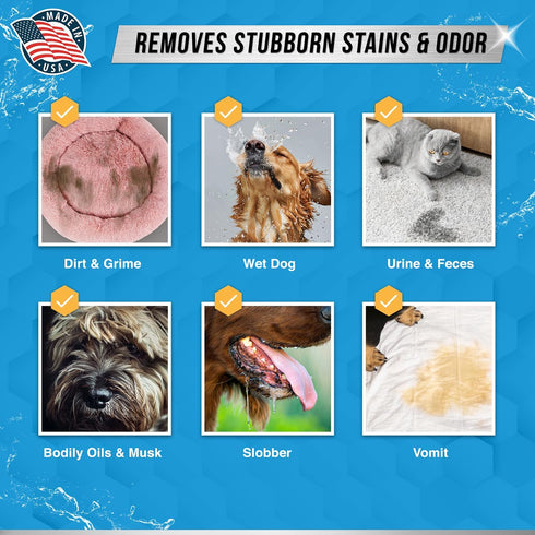 64 Pet Laundry Detergent Odor Remover - ACTIVE Enzyme Based Powder Detergent for Dogs Beds, Cat Pee, HE Washer Friendly