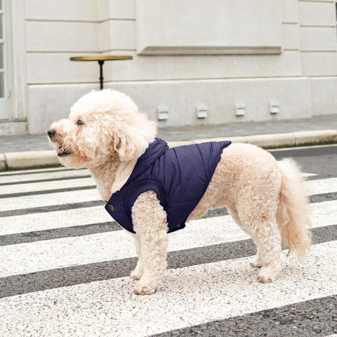 Fleece Lining Extra Warm Blue Dog Hoodie for Large Dogs, Winter Jacket Pet Coats with Hooded, XXXL
