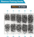 ReeMoo Premium Fishing Hooks, 500PCS/100PCS, 10 Sizes/4 Sizes Carbon Steel Fishing Hooks with Portable Plastic Box,