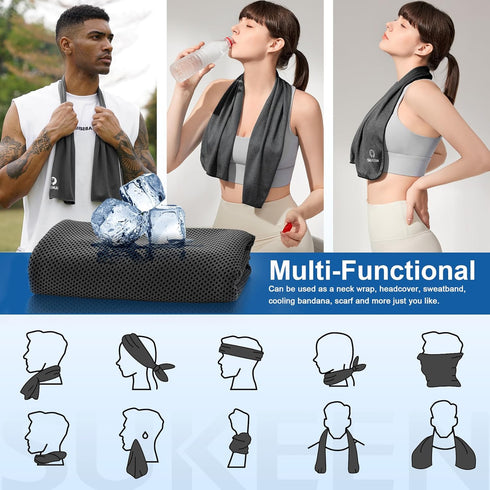 (40" 12"), 6 Pack, Sukeen Cooling Towels for Neck and Face x Cooling Towel Microfiber Best Sports Cooling Cool Towels