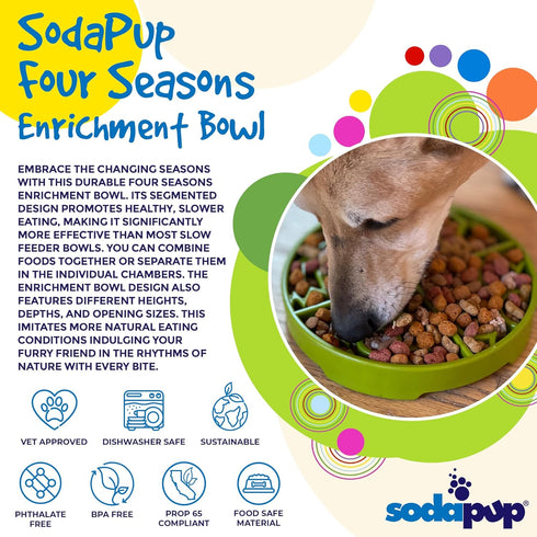 SodaPup Four Seasons Enrichment Bowl - Durable Slow Feeder Made in USA for Healthy Digestion