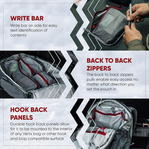 Vertx Overflow Pouches, Mesh Zipper Pouch for Tactical Gear and Backpack Accessories