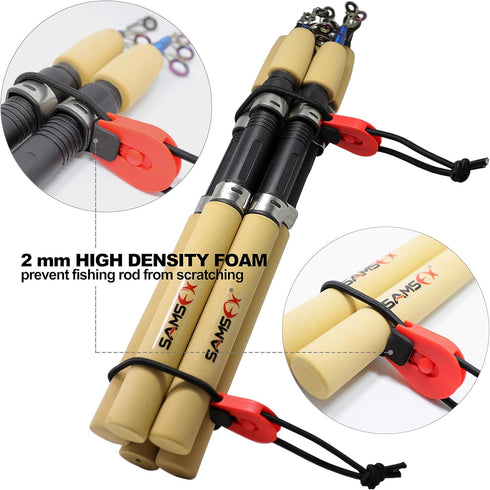 SAMSFX Fishing Rods Belt Stretchy Wrap - Elastic Cable Ties for Casting, Spinning & Fly Rods