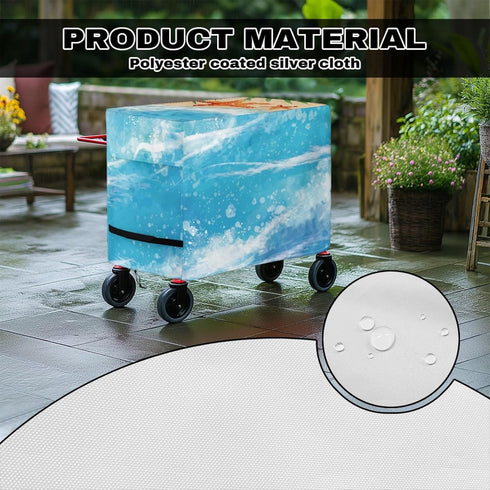 Xumfabuy 80 Cooler Cover, Sea Print Outdoor Bar Cart Cover Compatible with Most Quart Patio Cooler Cart, Ice Chest