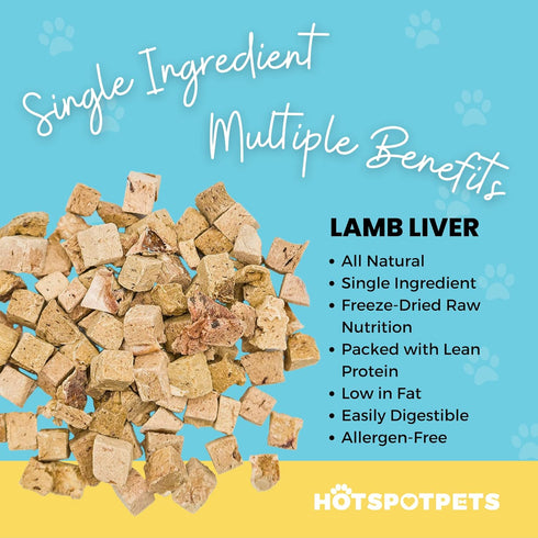 hotspot pets Lamb Liver Treats, 1LB Bag, All Natural Grain-Free Training Topper Snack, Made in USA