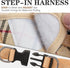 EXPAWLORER Khaki Small Dog Harness and Leash Set with AirTag Holder, Soft Padded No Pull Reflective Vest for Medium Dogs