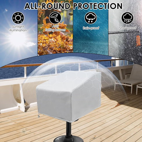 Kandishiex 2 210D 20 18 14 inch Protection(Grey,2 Pcs Boat Seat Covers Waterproof Heavy Duty Boat Folding Chair Cover