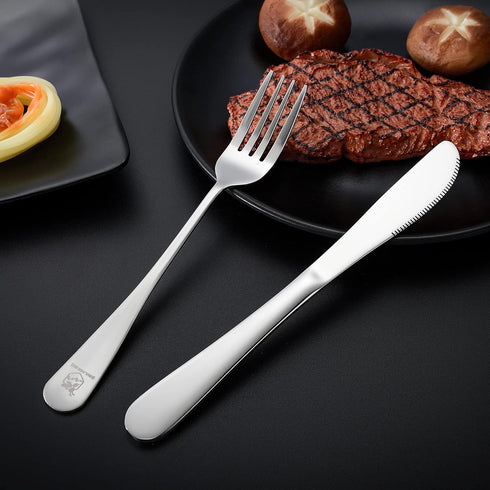Travel Utensils Set, Reusable Camping Cutlery Set, Stainless Steel Flatware with Case, Includes Knife/Fork/Spoon/Straw