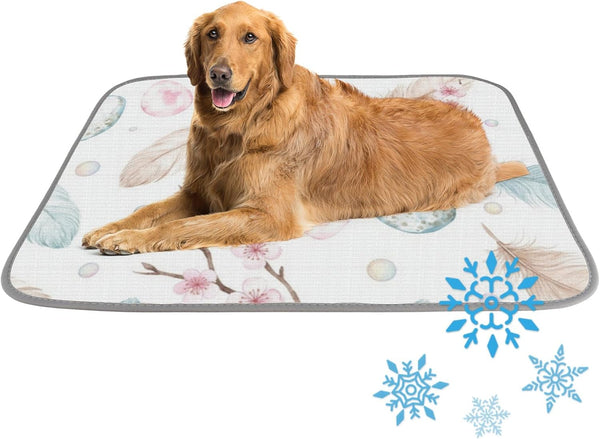 imiBBWQu Cooling Mat for Dogs Watercolor Eggs Feathers Cooling Dog Mat for Car