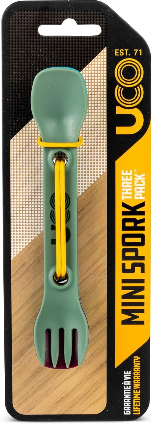 UCO Mini Spork Camping Combo - Spoon-Fork Utensil for Kids, 3 Pack