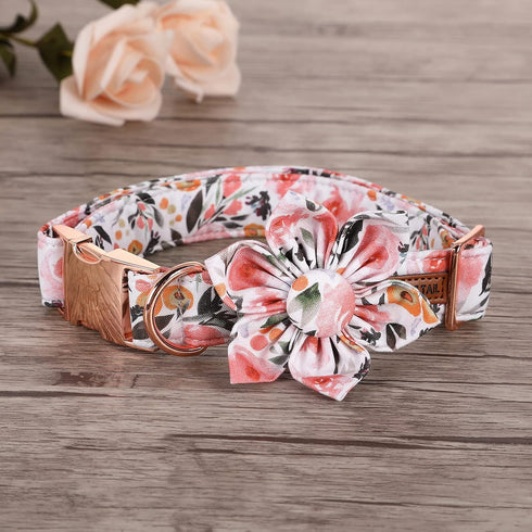 Elegant little tail Floral Girl Dog Collar, Adjustable Pet Collar with Flower Gift for X-Small Dogs and Cats