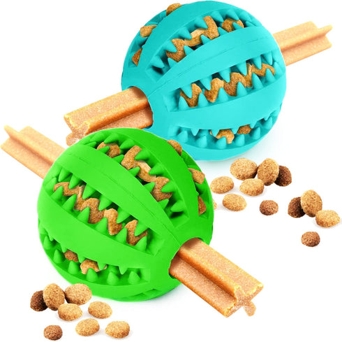 SunGrow 2-Pack Dog Treat Balls, Interactive Puzzle Food Dispensers for Small Dog Training, Mental Stimulation