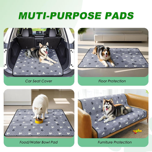 2 Pack 24"x48" WanpeeGoo Washable Pee Pads, Puppy Pee Pad for Dogs, Absorbent Reusable Training Dog Pads Pet Puppy