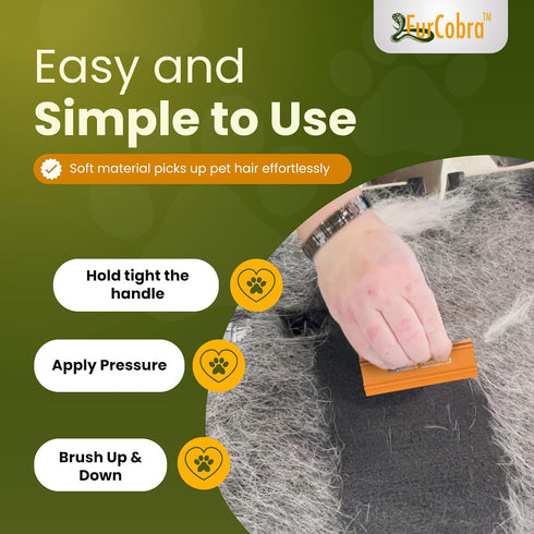 Pro Pet Hair Remover 4.33", Easy Grip Tool for Car and Carpet Fur Removal, Light and Compact