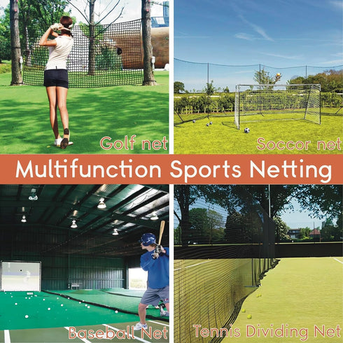 Heavy Duty Nylon Golf Practice Net, Outdoor Indoor Hitting Net with Wire Hanging Kit for Golf, Baseball, Soccer