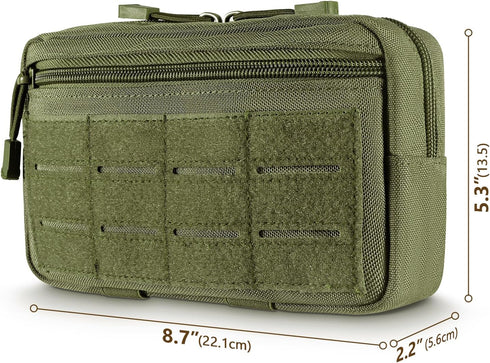 FRTKK Tactical Molle Admin Pouch Utility Laser Cut EDC Tool Bag, Includes US Flag Patch and Keychain