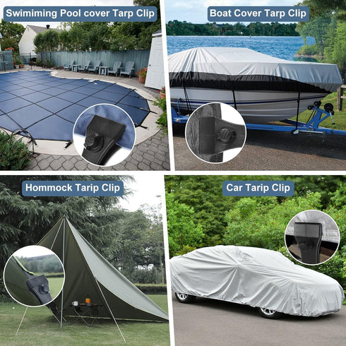 30PCS 100 Swimming Upgrade Large Tarp Clips Heavy Duty Lock Grip Tarp Clamps Thumb Screw Tent Clamps with Pcs Zip Cable
