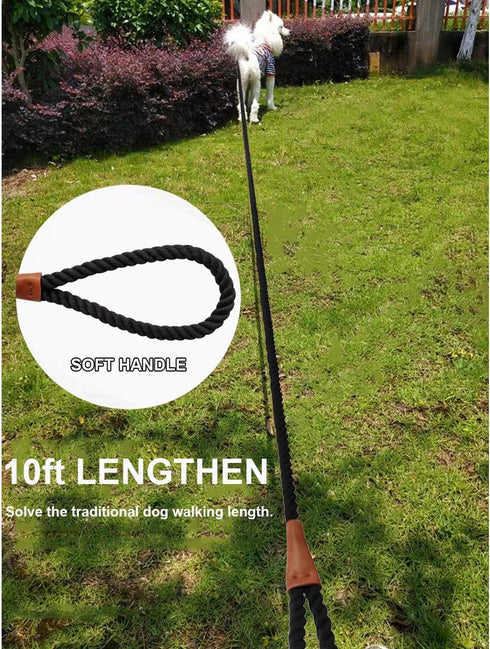 BTINESFUL Heavy Duty Rope Dog Leash - 10 ft, Soft Handle Traction for Large Medium Dogs Hiking, Camping, Walking (1/2"
