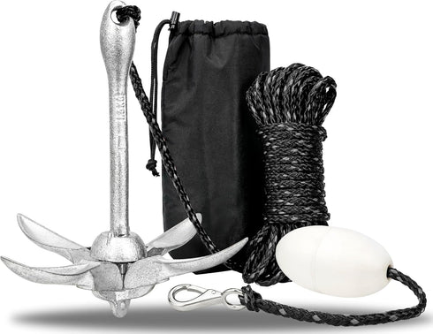 Young Marine Grapnel Anchor Kit for Small Boats, Kayaks, PWC, Jet Ski, Paddle Boards - 3.5 lbs