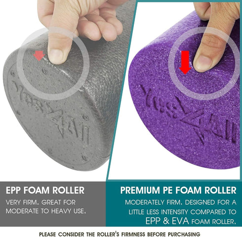 Yes4All Medium Firm Round PE Foam Roller, 12, 18, 24, 36 Inches for Pilates, Yoga, Stretching