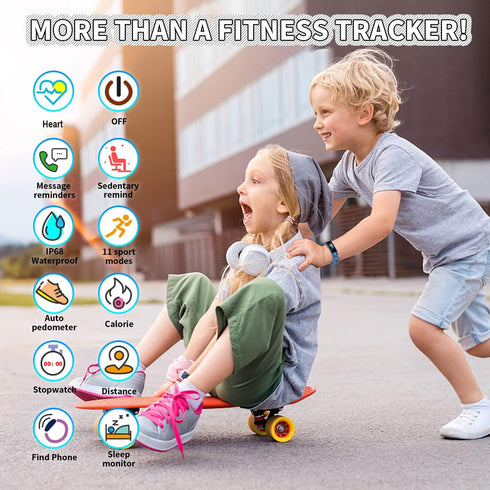 Kids Watch Fitness Tracker, Activity Tracker with Pedometers, Stopwatch, IP68 Waterproof, 11 Sport Modes for Ages 6-16