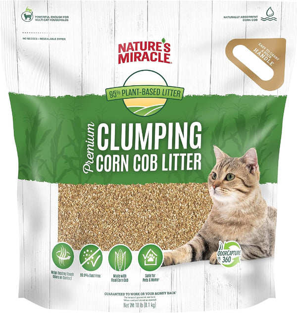 Nature's Miracle Premium Dust Free Clumping Corn Cob Litter, Tough Odor Bio-Enzymatic Formula