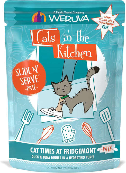 Weruva Cats in The Kitchen, Grain-Free Natural Wet Pate Cat Food Pouches, Cat Times at Fridgemont, 3oz, Pack of 12
