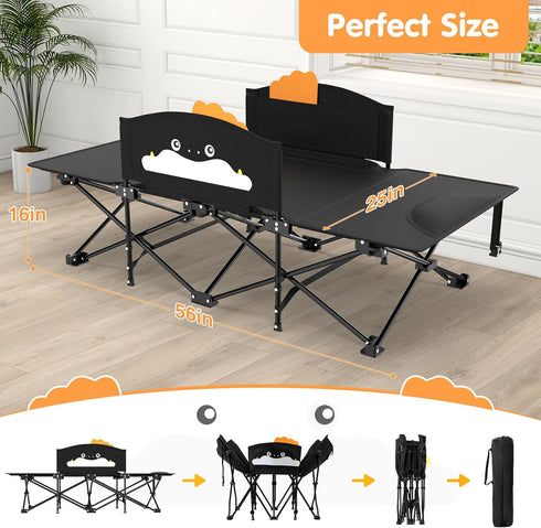Suteck Kids Camping Cot, Comfortable Toddler Cot Bed Easy to Store and Use, Portable Sleeping Cot with Guardrail