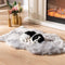 Faux Fur Dog Bed Rug, Plush Fluffy Ultra Cozy Pet Throw Rug for Dogs Cats, Luxury Soft Grey Sheepskin Rug, 24 by 36