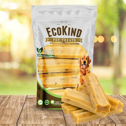 EcoKind Pet Treats Premium Gold Bacon Flavored Yak Chews | All Natural Himalayan Yak Cheese Chew for Dogs (5 Large