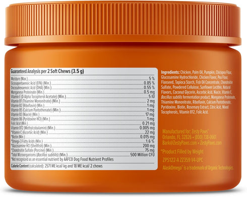Zesty Paws Multivitamin Treats for Dogs, Glucosamine Chondroitin for Joint Support, 90ct Chicken Flavor