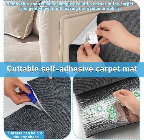 Trimmable Cat Scratching Post Carpet 78.7”x15.8”, Self-Adhesive Replacement Mat for Cat Tree Shelves, Dark Gray