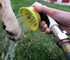 Outdoor Dog Wash Nozzle for Bathing, Quick Paw Rinses, Splash Shield Handle, Rubber Grooming Brush, Metal Connection