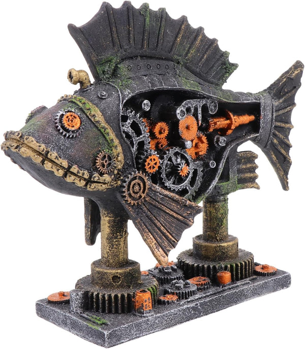 1Pc Fish Tank Decoration, Resin Aquarium Hideout Lizard Accessories, Steampunk Table Centerpiece for Fish Tank