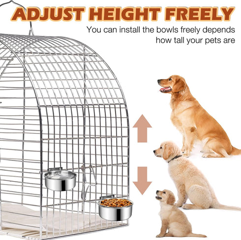 Dog Crate Water and Food Bowl, ShineMe Stainless Steel Hanging 2 Pack for Medium and Small Dogs