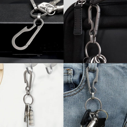 Heavy Duty Titanium Carabiner Clip Hook EDC Keychain - Anti-Lost Quick Release Key Chain for Keys