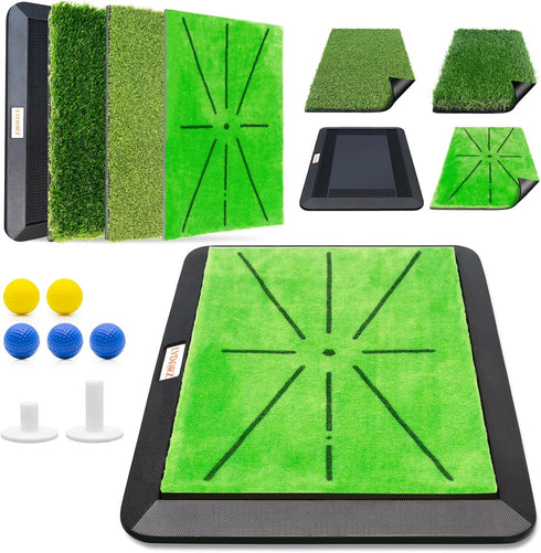 Golf Hitting Mats Training Equipment, Golf Practice Mat with Instant Swing Path