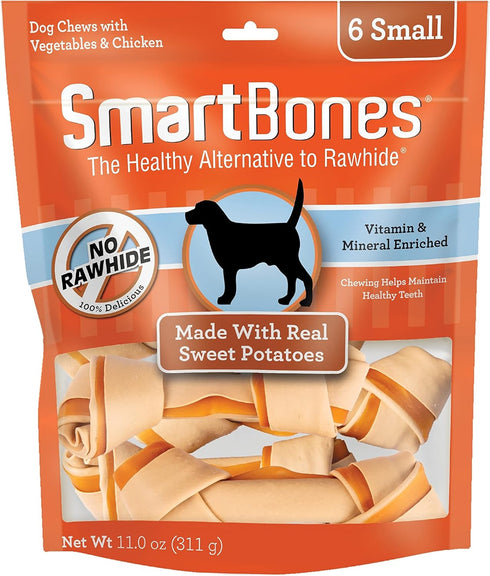SmartBones Sweet Potato Dog Chews, Rawhide-Free, Made With Real Meat and Vegetables, 6 Small Chews
