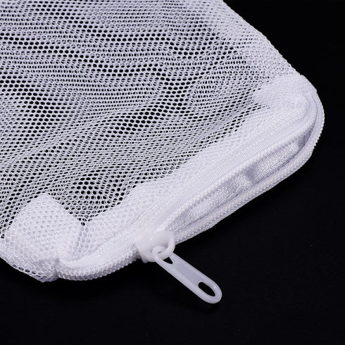 PATIKIL 4 Pack Aquarium Filter Media Bags 10x10cm, White Mesh Bags with Zipper for Fish Tank